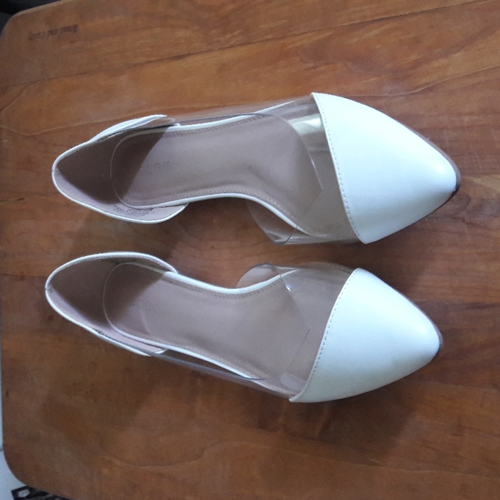 BCBGeneration Women Ellory Shoes White Pointed Toe Slip on D'orsay style